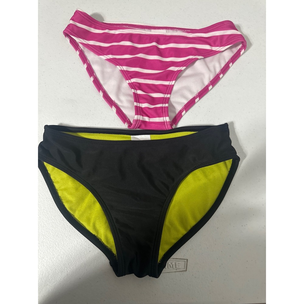 Circo - Gymboree Girls Bikini Swim Bottoms Set 2pc Black Pink Striped Size M 7/8